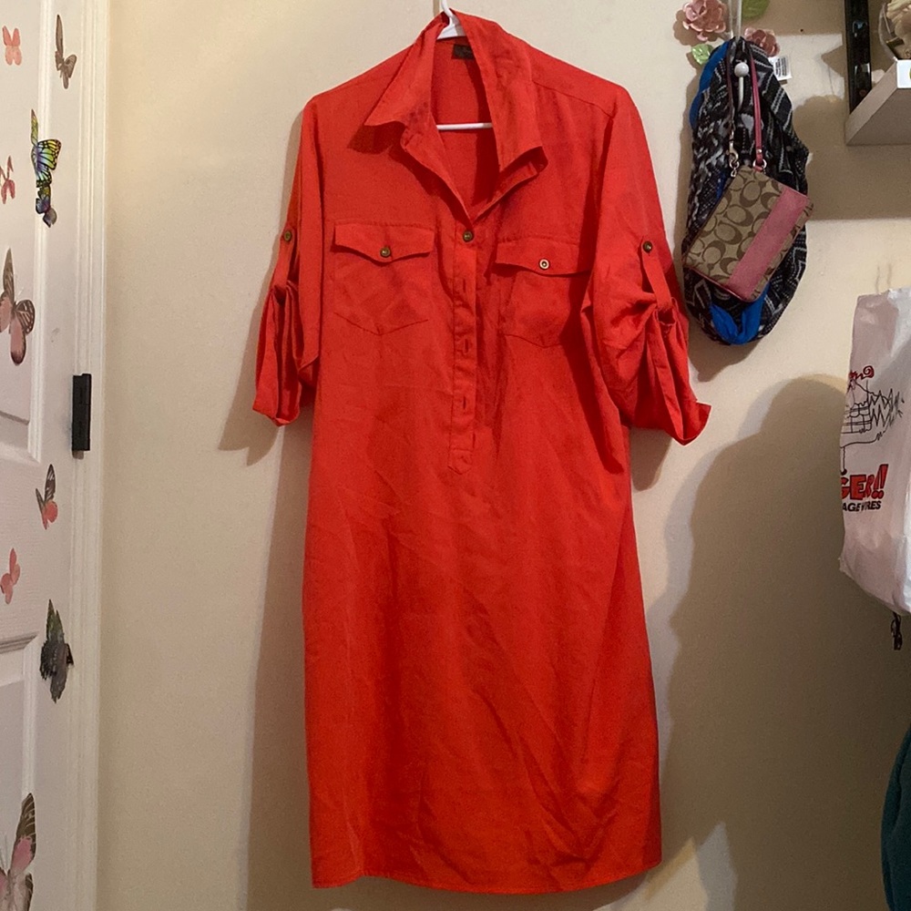 Red collared dress